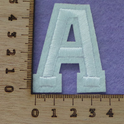 CH53149 Iron on patches, embroidered with letter a 4x5cm/1pcs white color for decoration alphabet  english alphabet (0 0)