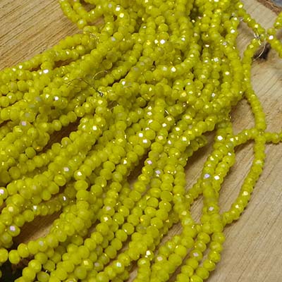 CH53606 Glass glass beads rondelle,faceted ,3x2mm/148pcs ,yellow color (0 0)