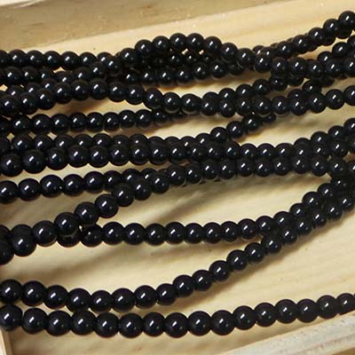 CH53622 Ημιπολυτιμοι λιθοι μαυρος ονυχας/black onyx στρογγυλο μπιλια ,4mm/90τεμ.,μαυρο χρωμα (0 0)