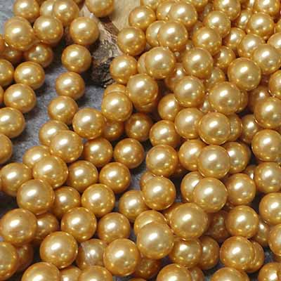 CH53775 Semi Precious Stones Shell Pearls Round Beads, ,12mm/33Pcs ,Golden Color (13 3) ()