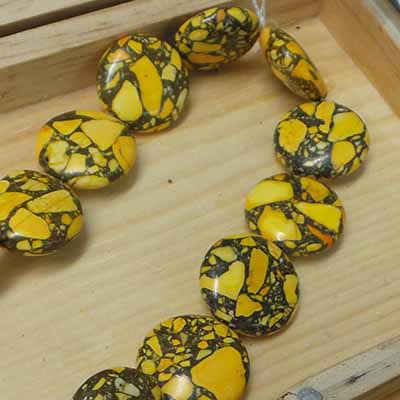 CH53933 Round Flat Natural Howlite beads ,For Jewellery 25mm//16Pcs/ MultiColor,   ,Material ,,Beads (7 2) ()
