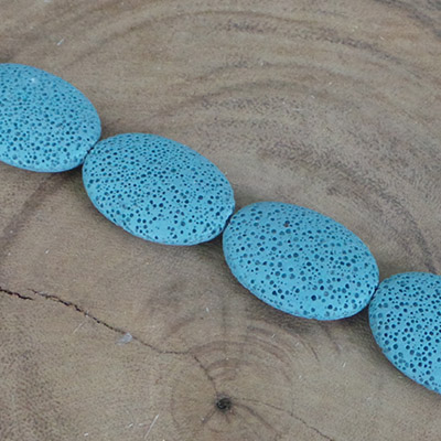CH54074 Semi precious stones lava rock oval,flat ,34x25mm/12pcs ,turquoise color (0 0)