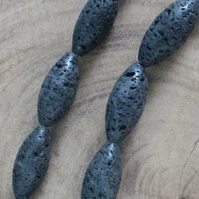 CH54075 Ημιπολύτιμοι Λίθοι Λάβα Οβάλ ,32X14mm/12Τεμ. ,Μεταλλικό Χρώμα,Στρογγυλεμένο (1 1) (86gr) ()