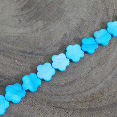 CH54363  Natural Shell Flower Shape Beads ,For Jewellery 12mm/32Pcs/ Light Blue Color,   ,Material Semi Precious Stones,, (1 1) ()