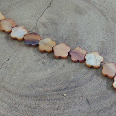 CH54368  Natural Shell Flower Shape Beads ,For Jewellery 12mm/32Pcs/ Brown Color,   ,Material Semi Precious Stones,, (19 14) ()