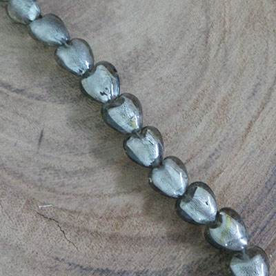 CH55378 Γυάλινες χάντρες σε σχήμα καρδίας 15mm/33Τεμ. Γκρίζο Χρώμα Για κόσμημα Χάντρα (10 11) (43gr) ()