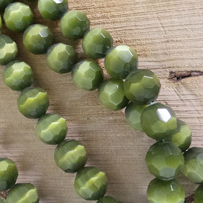 CH56182 Συνθετικό Μάτι της Γάτας στρόγγυλο με έδρες Για κόσμημα 12mm40cm/~33Τεμ. Λαδί Χρώμα, ,Συνθεση ,Χάντρα (9 5) (79gr) ()