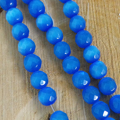 CH56183 Συνθετικό Μάτι της Γάτας στρόγγυλο με έδρες Για κόσμημα 12mm40cm/~33Τεμ. Μπλέ Χρώμα, ,Συνθεση ,Χάντρα (10 7) (gr) ()