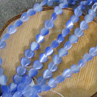 CH56203 Συνθετικό Μάτι της Γάτας καρδίες Για κόσμημα 12mm40cm/~33Τεμ. Γαλάζιο Χρώμα, ,Συνθεση ,Αγίου Βαλεντίνου,Χάντρα (3 5) (gr) ()