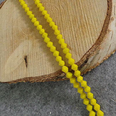 CH56340 Bicone glass beads , 6mm/65pcs//ø1,5mm dull yellow color,   ,material glass,,beads (0 0)