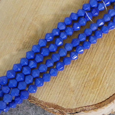 CH56345 Bicone glass beads , 4mm/85pcs//ø1,5mm dull blue color,   ,material glass,,beads (0 0)