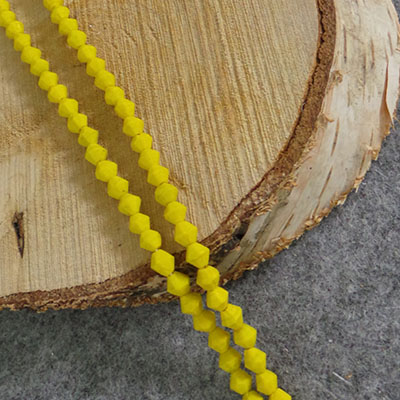 CH56349 Bicone glass beads , 4mm/85pcs//ø1,5mm dull yellow color,   ,material glass,,beads (0 0)