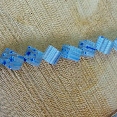 CH56390 GLASS MILLIFIORI CUBES, ,12MM/26PCS ,LIGHT BLUE COLOR (1 0) ()