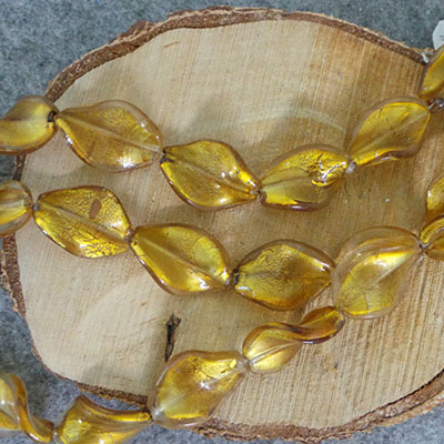 CH56437 Glass beads ,for jewellery 30x20mm/13pcs/ gold plated color,   ,material glass,,beads (0 0)