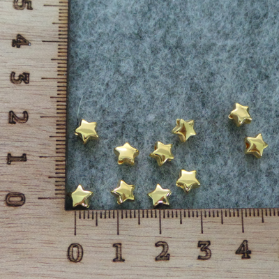 CH57040 Full drilled brass stars, ,7mm/5pcs ,gold plated (0 0)