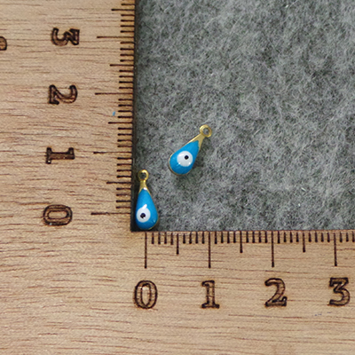 CH57105 Enamel teardop metal evil eyes 10x4mm/4pcs light blue color (0 0)