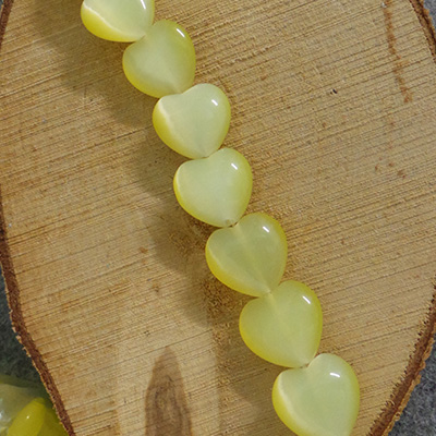 CH57316 Semi precious stones synthetic cat’s eye hearts, ,20x20mmø0,6mm/20pcs ,light yellow (0 0)