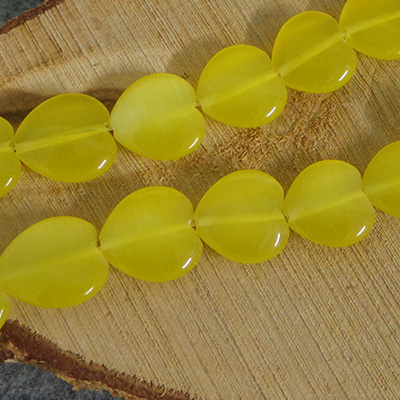 CH57317 Semi precious stones synthetic cat’s eye hearts, ,18x18mmø0,6mm/22pcs ,yellow color (0 0)