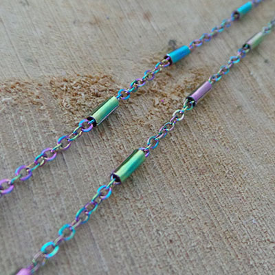 CH58064 Stainless steel cable chain per meter 2×1,5mm/1meters mixed color (-1 0)