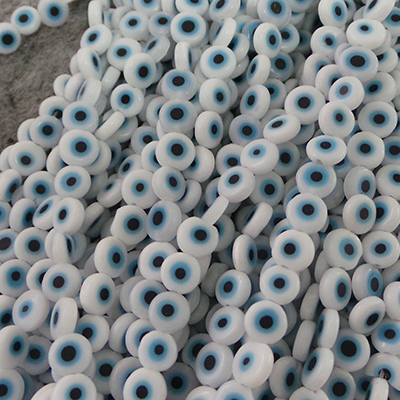 CH58568 Evil eye round flat glass beads for jewelery/martakia 6x3mm/64pcs white color, flat  ,material glass,martakia,beads (0 0)