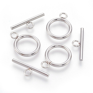 CH58701 Clasps and Lobsters Stainless Steel Rings,Toggle Clasps ,23mm/2Pcs ,Steel color (18 25) ()