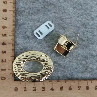 CH58798 Metal buckles turn lock,with prongs ,36x46mm/1pcs,gold plated (0 0)