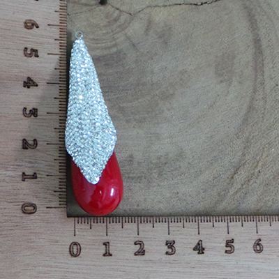 CH58911 Acrylic charms micropave 62x15mm/1pcs red color for jewellery  charms (0 0)