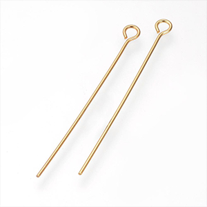 CH58962 Γρανες ατσαλινες με ματι/κρικο ,40×0,6mm/20τεμ. ,επιχρυσο χρωμα,0.6mm παχος (0 0)