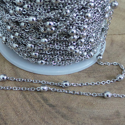 CH58966 Αλυσίδες Ατσάλινες Με το Μέτρο ,2X1,7mm/1Μέτρ. ,Ατσάλινο Χρώμα,Satellite Chains (25 25) (gr) ()