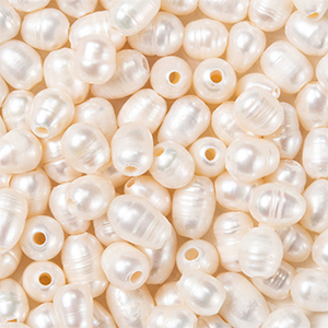 CH58969 Fresh Water Rise Shape Pearls FOR JEWELLERY 9X7mm/5Pcs//Ø1,8mm NATURAL COLOR, With Big Hole ,Material , (0 0) ()