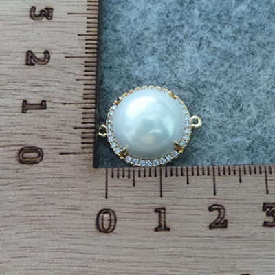 CH58975 Links brass round shape,with pearls ,22mm/1pcs ,natural color (0 0)
