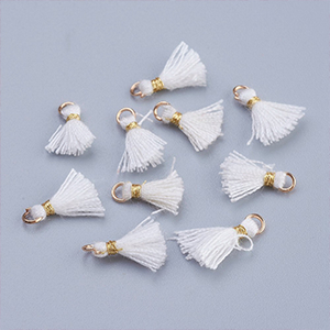CH59715 Tassels textile with loop,nylon tread ,10mm/4pcs ,white color (0 0)