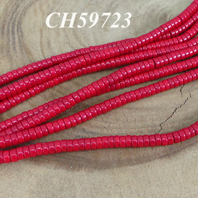 CH59723 Semi precious stones howlite roundel,flat ,6x3mm/135pcs ,red color (0 0)