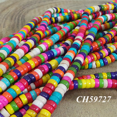 CH59727 Semi precious stones howlite roundel,flat ,5x3mm/145pcs ,multicolor (0 0)