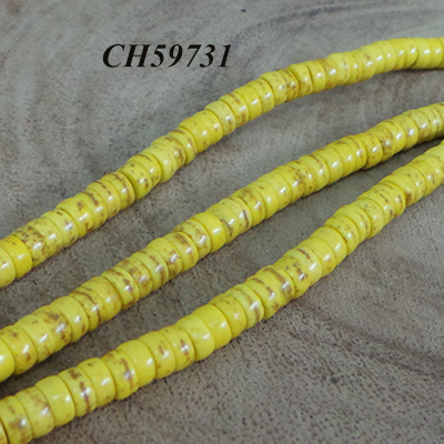 CH59731 Semi precious stones howlite roundel,flat ,5x3mm/145pcs ,yellow color (0 0)
