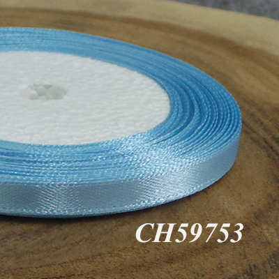 CH59753 Single face solid color satin ribbon 6mm/23meters aqua (0 0)