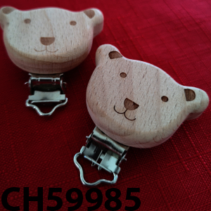 CH59985 Wooden baby pacifier holder silhouette 50mm/1pcs natural color (0 0)