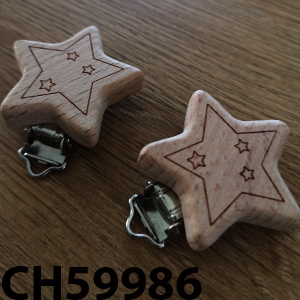 CH59986 Wooden baby pacifier holder silhouette 50mm/1pcs natural color (0 0)
