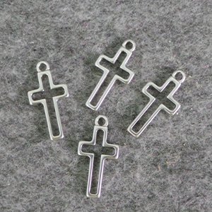 CH60129 Metal Cross Pendants ,For Jewellery 15X24mm/4Pcs/ Antique silver,   ,Material ,Religious,Charms (2 0) ()