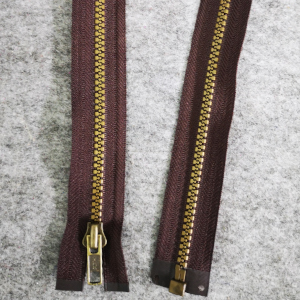 CH60180 Zippers metal open-end,plutinum color teeth ,60cm/1pcs ,brown color (0 0)