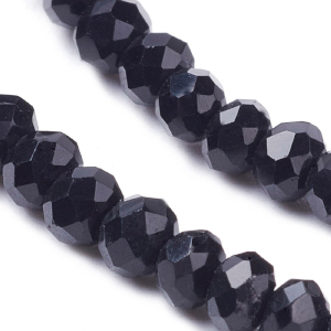 CH60241 Glass glass beads rondelle,faceted ,6x4mm/95pcs ,black color (0 0)