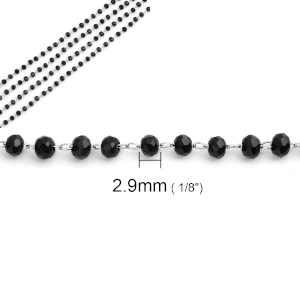 CH60441 Brass beaded chains/rozery ,for jewellery 3mm//1meters/ metallic/black, per meter  ,material ,, (0 0)