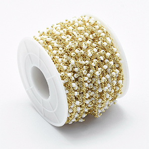 CH60516 Brass beaded chains/rozery ,for jewellery 6x2mm/1meters/ gold plated, per meter  ,material ,, (0 0)