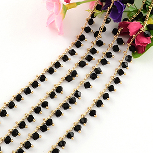 CH60517 Brass beaded chains/rozery ,for jewellery 9mm//1meters/ gold plated/black color, per meter  ,material ,, (0 0)
