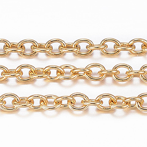 CH60524 Chains stainless steel per meter,cable chain ,2×1,5mm/1meters ,gold plated (0 0)