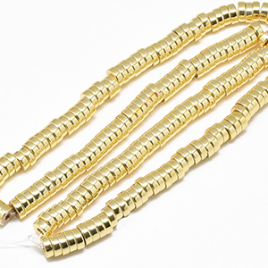 CH60550 Synthetic Hematite Disc Beads,Heishi Beads  For Jewellery 6X2mm/175Pcs/   Gold Plated color, Flat  ,Material Semi Precious Stones,,Beads (13 7) ()