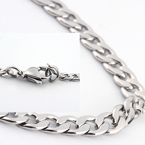 CH60559 Stainless steel necklace curb chains with lobster claw clsps 3mm/60cm/1pcs steel color for jewellery   with lobster claw clasp (0 0)