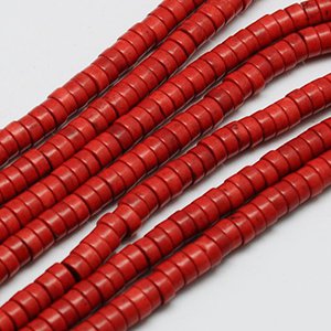 CH60597 Synthetic turquoise beads heishi shape flat 4x2mm/165pcs red color for jewellery  beads heishi (0 0)