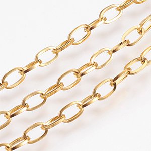 CH60612 Ατσαλινες αλυσιδες cable chain  για κοσμημα 7x4mm/1μετρ. επιχρυσο χρωμα,   ,συνθεση ανοξειδωτο ατσαλι 304, (0.1 0)