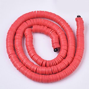 CH60704 Ροδελες πολυμερικου πηλου πλακε 8mm/380τεμ. κοκκινο χρωμα για κοσμημα καλοκαιρινα χαντρα (-2 0)